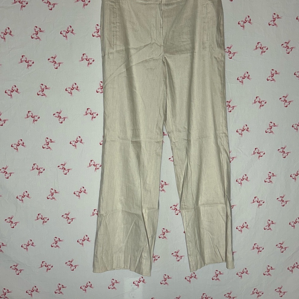 White House Black Market Cream Straight Leg Pants